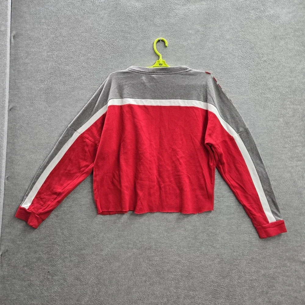 Wisconsin Badgers Women Shirt M Red Colorblock Crop‎ Top PINK Sequin
